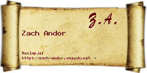 Zach Andor névjegykártya